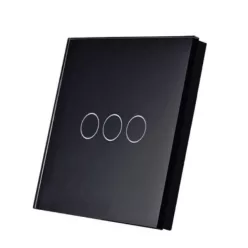   SmartWise TEREM3B, 3 gombos vezeték nélküli eWeLink-Remote kapcsoló, fekete érintős előlappal