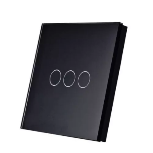 SmartWise TEREM3B, 3 gombos vezeték nélküli eWeLink-Remote kapcsoló, fekete érintős előlappal