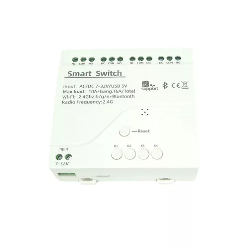 SmartWise 5V-32V négy áramkörös, Wi-Fi+Bluetooth NO/NC okosrelé