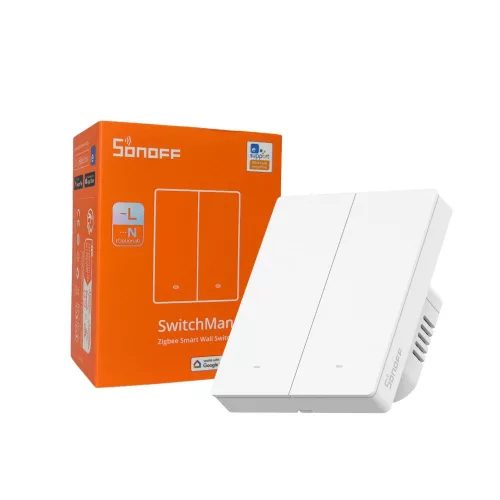 Sonoff SwitchMan M5 Zigbee 2 áramkörös, sorolható okos villanykapcsoló, fehér (ZBM5-2C-80W)