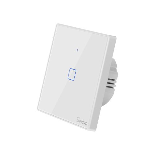 Sonoff TX T2EU1C WiFi+RF, érintős 1 gombos villanykapcsoló (fehér, kerettel)