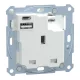 MERTEN Brit 2P+F aljzat, biztonsági zsaluval, A+C USB töltővel, kapcsolóval, csavaros, 13A / 3A