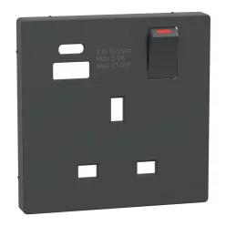   MERTEN Fedlap, USB töltős, kapcsolható brit csatlakozóaljzathoz, System-D, antracit