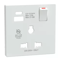   MERTEN Fedlap, USB töltős, kapcsolható multistandard csatlakozóaljzathoz, System-D, lótuszfehér