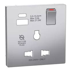   MERTEN Fedlap, USB töltős, kapcsolható multistandard csatlakozóaljzathoz, System-D, acél