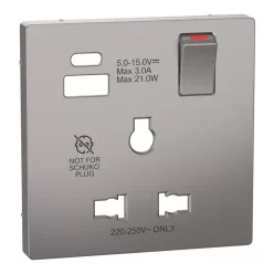   MERTEN Fedlap, USB töltős, kapcsolható multistandard csatlakozóaljzathoz, System-D, nikkel