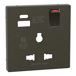   MERTEN Fedlap, USB töltős, kapcsolható multistandard csatlakozóaljzathoz, System-D, mokka