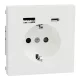 MERTEN 2P+F aljzat, biztonsági zsaluval, A+C USB töltővel, rugós, 16A / 3A, System-D, mattfehér