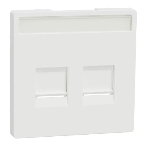 MERTEN Fedlap, 2xRJ45 moduláris betétekhez, feliratozható, System-D, mattfehér