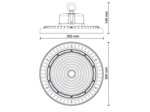 LED csarnokvilágítás High Bay UFO 150W / IP65 / 5000K / 0-10V - LU422/1