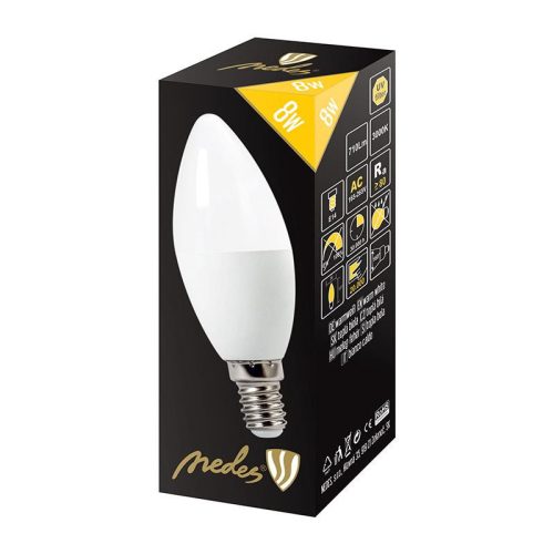 LED izzó 8W - C37 / E14 / SMD / 3000K - ZLS714