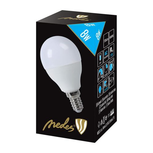 LED izzó 8W - G45 / E14 / SMD / 6500K - ZLS804