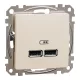 Schneider SEDNA Dupla USB töltő, A+A, 2.1A, bézs