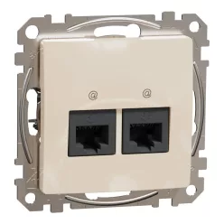 Schneider SEDNA 2xRJ45 Cat5e UTP aljzat, bézs