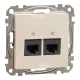 Schneider SEDNA 2xRJ45 Cat5e UTP aljzat, bézs