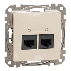 Schneider SEDNA 2xRJ45 Cat6 UTP aljzat, bézs