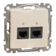 Schneider SEDNA 2xRJ45 Cat6 UTP aljzat, bézs
