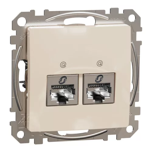 Schneider SEDNA 2xRJ45 Cat6 STP aljzat, bézs