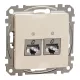 Schneider SEDNA 2xRJ45 Cat6 STP aljzat, bézs