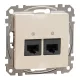 Schneider SEDNA 2xRJ45 Cat6A UTP aljzat, bézs