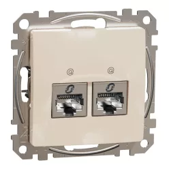 Schneider SEDNA 2xRJ45 Cat6A STP aljzat, bézs