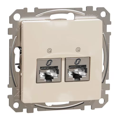 Schneider SEDNA 2xRJ45 Cat6A STP aljzat, bézs