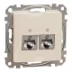 Schneider SEDNA 2xRJ45 Cat6A STP aljzat, bézs