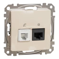 Schneider SEDNA RJ11/RJ45 Cat6 UTP kombinált aljzat, bézs