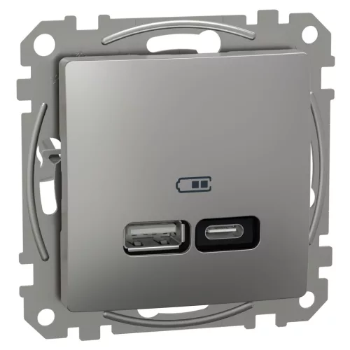 Schneider SEDNA Dupla USB töltő, A+C, 21W, alumínium