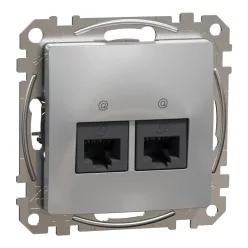 Schneider SEDNA 2xRJ45 Cat5e UTP aljzat, alumínium