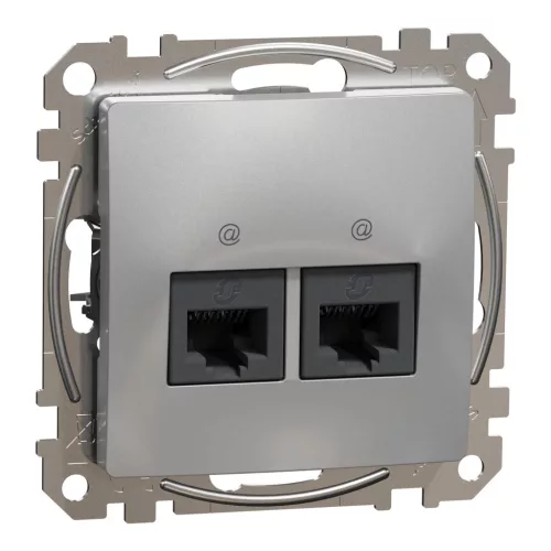 Schneider SEDNA 2xRJ45 Cat5e UTP aljzat, alumínium