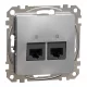 Schneider SEDNA 2xRJ45 Cat5e UTP aljzat, alumínium