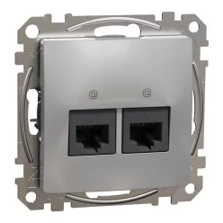 Schneider SEDNA 2xRJ45 Cat6 UTP aljzat, alumínium