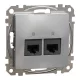 Schneider SEDNA 2xRJ45 Cat6 UTP aljzat, alumínium
