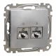 Schneider SEDNA 2xRJ45 Cat6 STP aljzat, alumínium