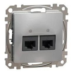 Schneider SEDNA 2xRJ45 Cat6A UTP aljzat, alumínium