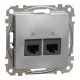 Schneider SEDNA 2xRJ45 Cat6A UTP aljzat, alumínium