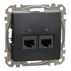 Schneider SEDNA 2xRJ45 Cat5e UTP aljzat, antracit