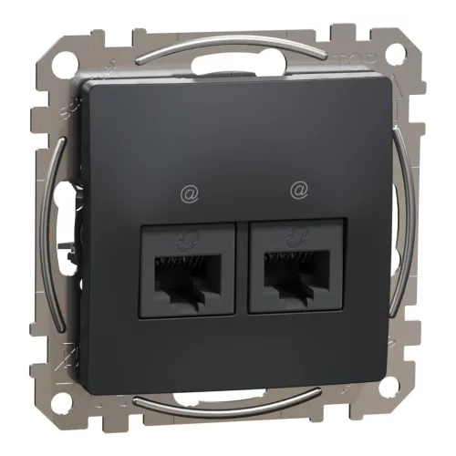 Schneider SEDNA 2xRJ45 Cat5e UTP aljzat, antracit