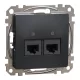 Schneider SEDNA 2xRJ45 Cat5e UTP aljzat, antracit