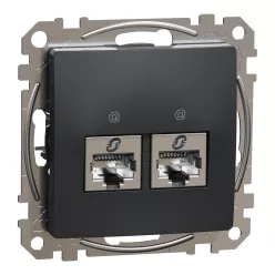 Schneider SEDNA 2xRJ45 Cat6 STP aljzat, antracit