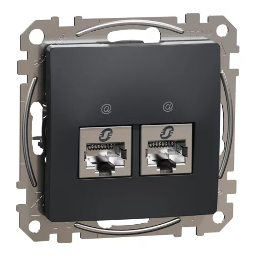Schneider SEDNA 2xRJ45 Cat6 STP aljzat, antracit