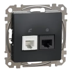   Schneider SEDNA RJ11/RJ45 Cat6 UTP kombinált aljzat, antracit