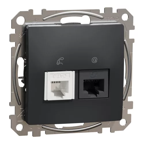 Schneider SEDNA RJ11/RJ45 Cat6 UTP kombinált aljzat, antracit
