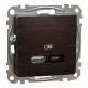 Schneider SEDNA Dupla USB töltő, A+C, 21W, wenge