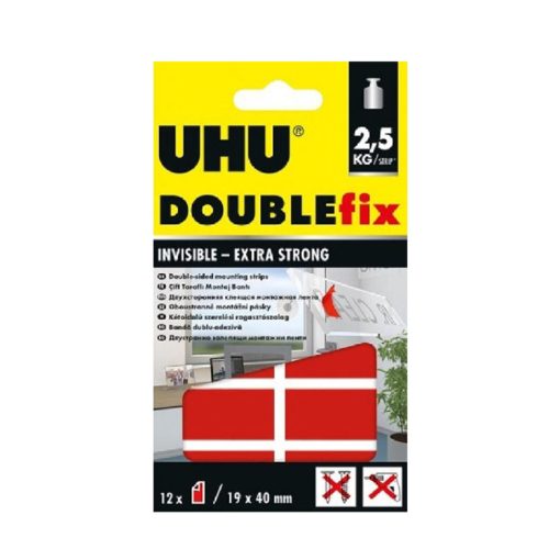 UHU Patafix / Gyurmaragasztó Extra Erős Kétoldalú Átlátszó Ragasztópárna, 12 db
