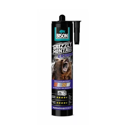 BISON Grizzly Extrém Erős Szerelési Ragasztó, 435g