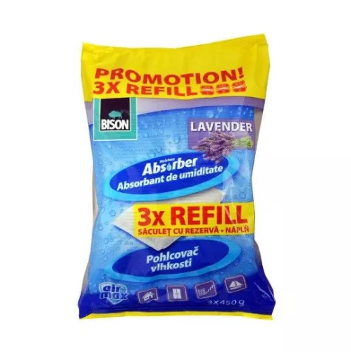 BISON Páramentesítő Utántöltő Tasak Levendula, 3x450g