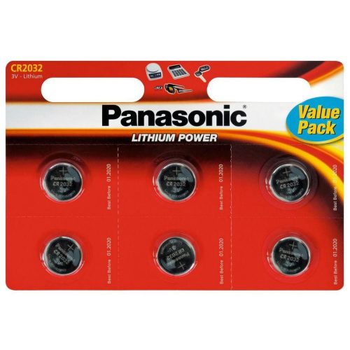 Panasonic Gombelem Lithium CR2032 B6