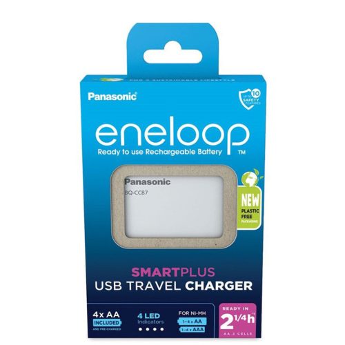Panasonic Eneloop Akkutöltő K-KJ87MCD40USB + 4xAA (135 min)